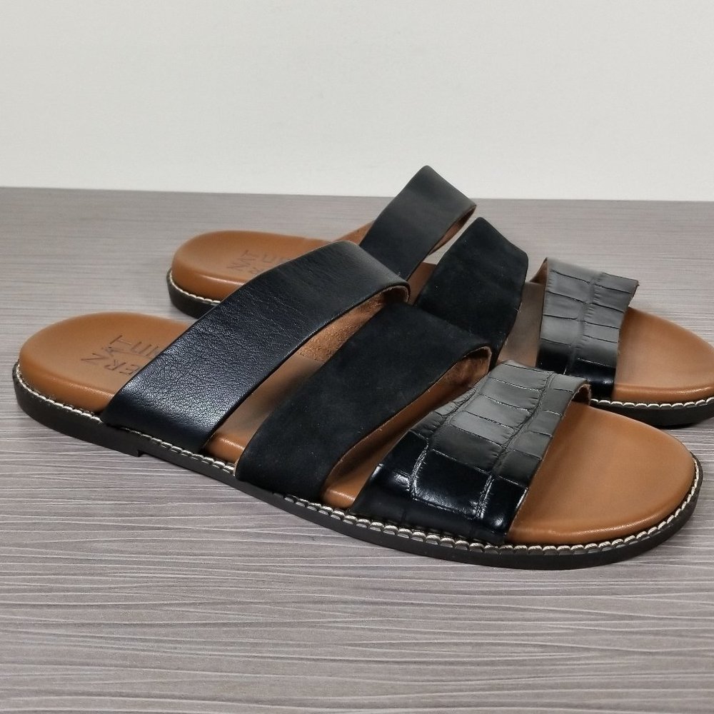 Naturalizer Kellie Strappy Slide Sandal Black Crock Leather Womens Size 6 M / 36